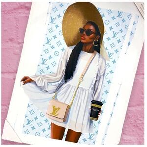 Designer Canvas Art Louis Vuitton Laurent Coffee Girl Handbag Nautical Home Logo